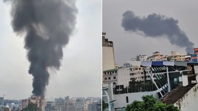 শেওড়াপাড়ায় মেট্রো স্টেশনের পাশের ভবনে আগুন