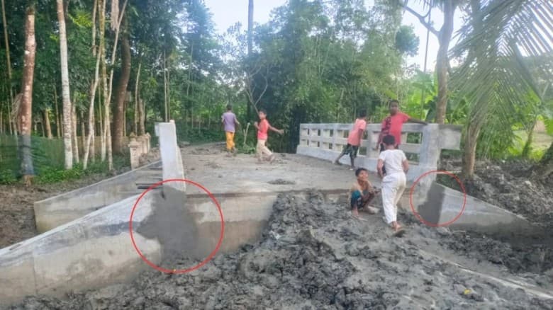 ৪০ লাখ টাকার কালভার্ট হেলে পড়ল উদ্বোধনের আগেই