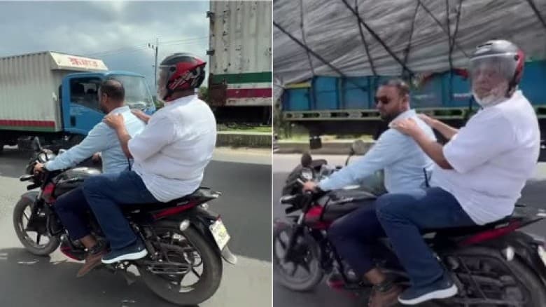 যানজটে আটকা গাড়ি, বাধ্য হয়ে মোটরসাইকেলে চড়লেন সড়ক উপদেষ্টা