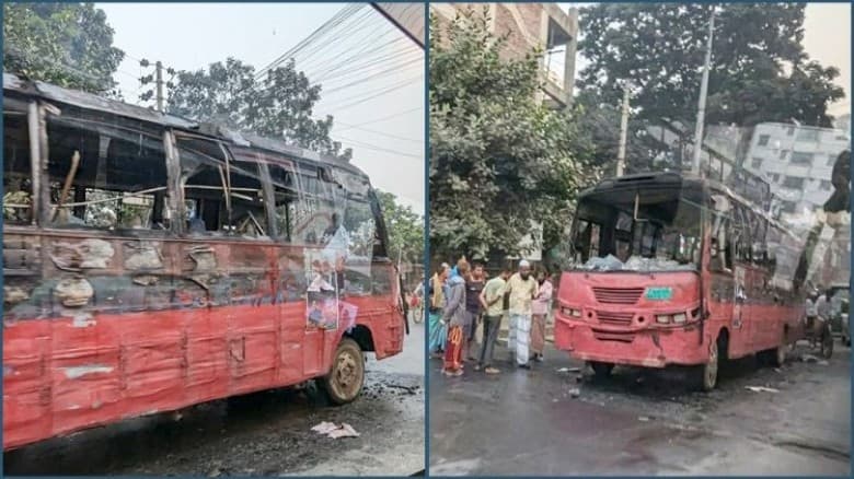 হঠাৎ রাজধানীতে দুই বাসে আগুন