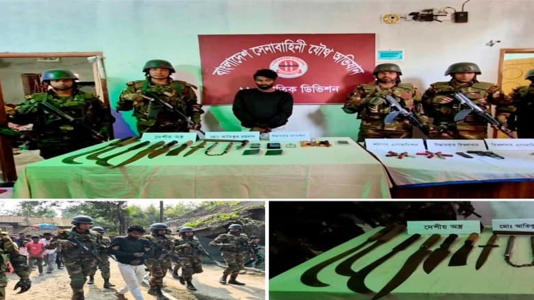 বগুড়ার শাজাহানপুরে যৌথ বাহিনীর অভিযানে বিদেশি পিস্তল ও গুলি উদ্ধার, যুবক আটক