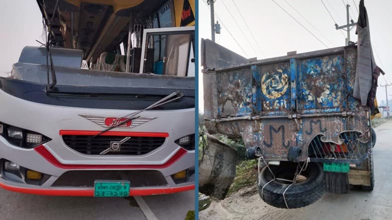 রংপুর পীরগঞ্জে ট্রাক ও যাত্রীবাহী বাসের  সংঘর্ষে নিহত ৩ আহত অন্তত ১২ জন