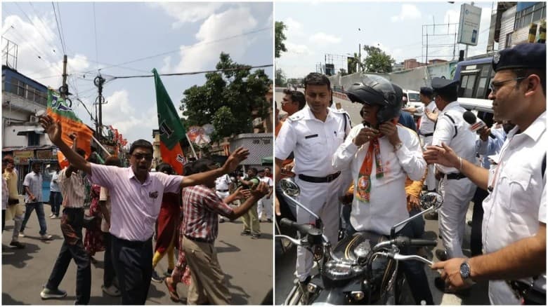 মমতার বাড়ির সামনেই বিজেপি কর্মীদের ‘জয় শ্রী রাম’ স্লোগান
