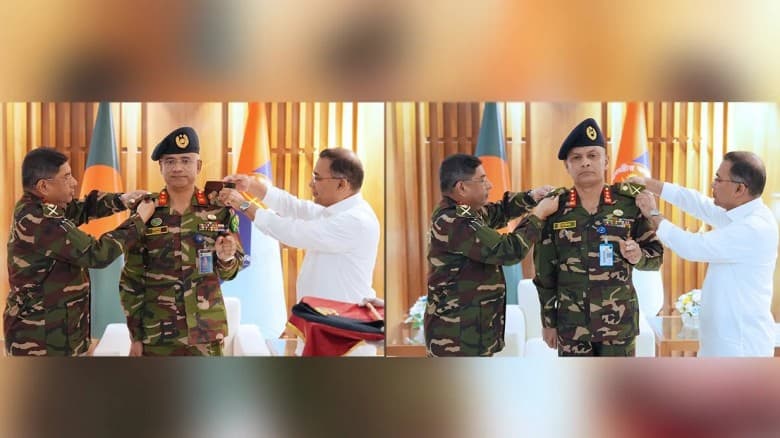 পদোন্নতিপ্রাপ্ত দুই সেনা কর্মকর্তাকে র্যাঙ্ক ব্যাজ পরালেন প্রধানমন্ত্রী